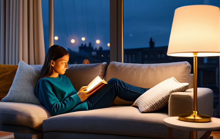 스마트홈 제품의 혁신 사례 분석 - Smart Bulb Ambience**

"A cozy living room at dusk, illuminated by a warm, adjustable smart bulb in ...