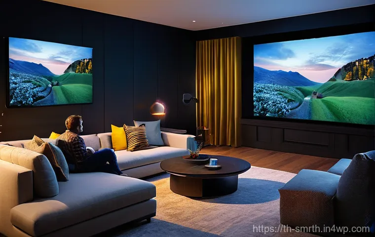 스마트홈 시스템의 사용자 경험 향상 팁 - **Prompt 1: Modern Living Room with Smart Home Integration**
    "A cozy, modern living room bathed ...