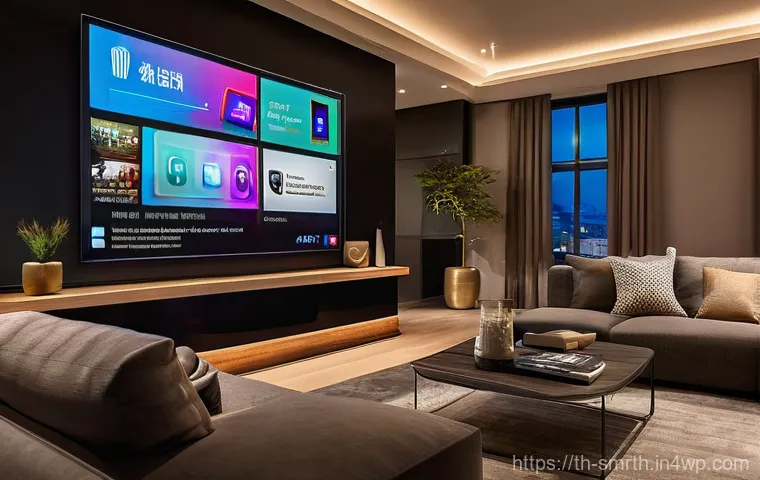 스마트홈 시스템의 커스터마이즈 방법 - **Home Security and Peace of Mind**
    A contemporary living room during the day, featuring large w...